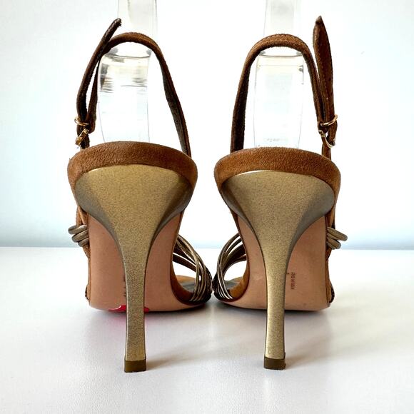 Salvatore Ferragamo Brown Suede Leather Slingback Sandals Size 7 - Picture 9 of 16